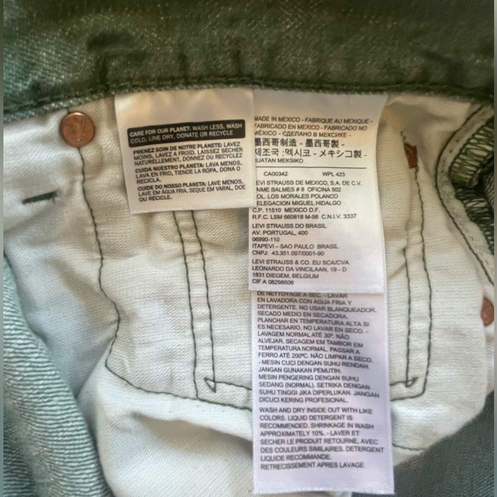 Levis 501 White Oak Cone Buttonfly Jeans in Sea foam Green - Picture 5 of 6